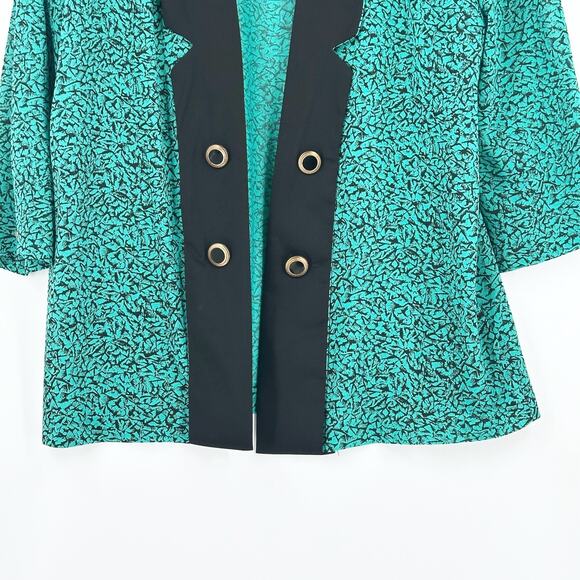 VTG 80s 90s Whirlaway Women Chiffon Lightweight Print Blazer L/XL Retro Colorful - Picture 3 of 6